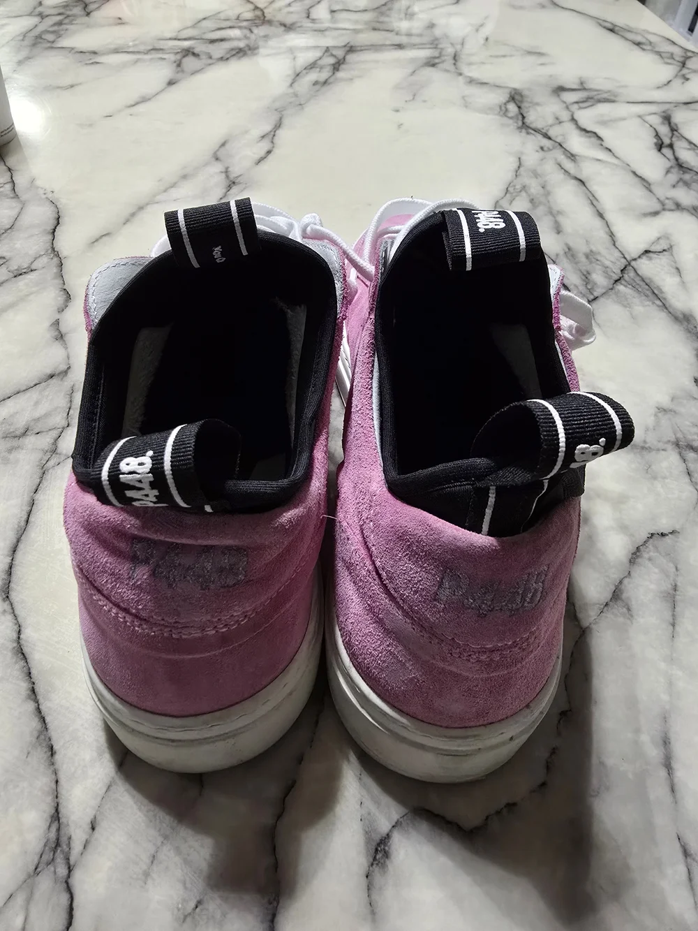 P448 Men’s Pink Suede Low-Top Sneakers with White Laces